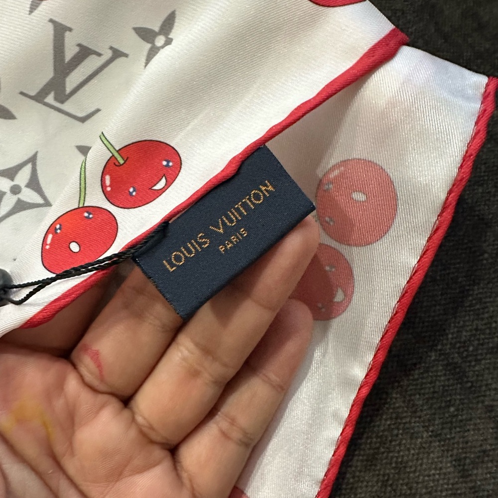 Louis Vuitton Red and White Cherry Scarf - Picture 6 of 11